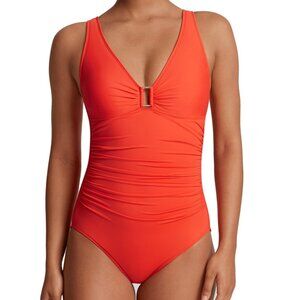 Ralph Lauren Ring Over the Shoulder Tummy Control One Piece Swimsuit